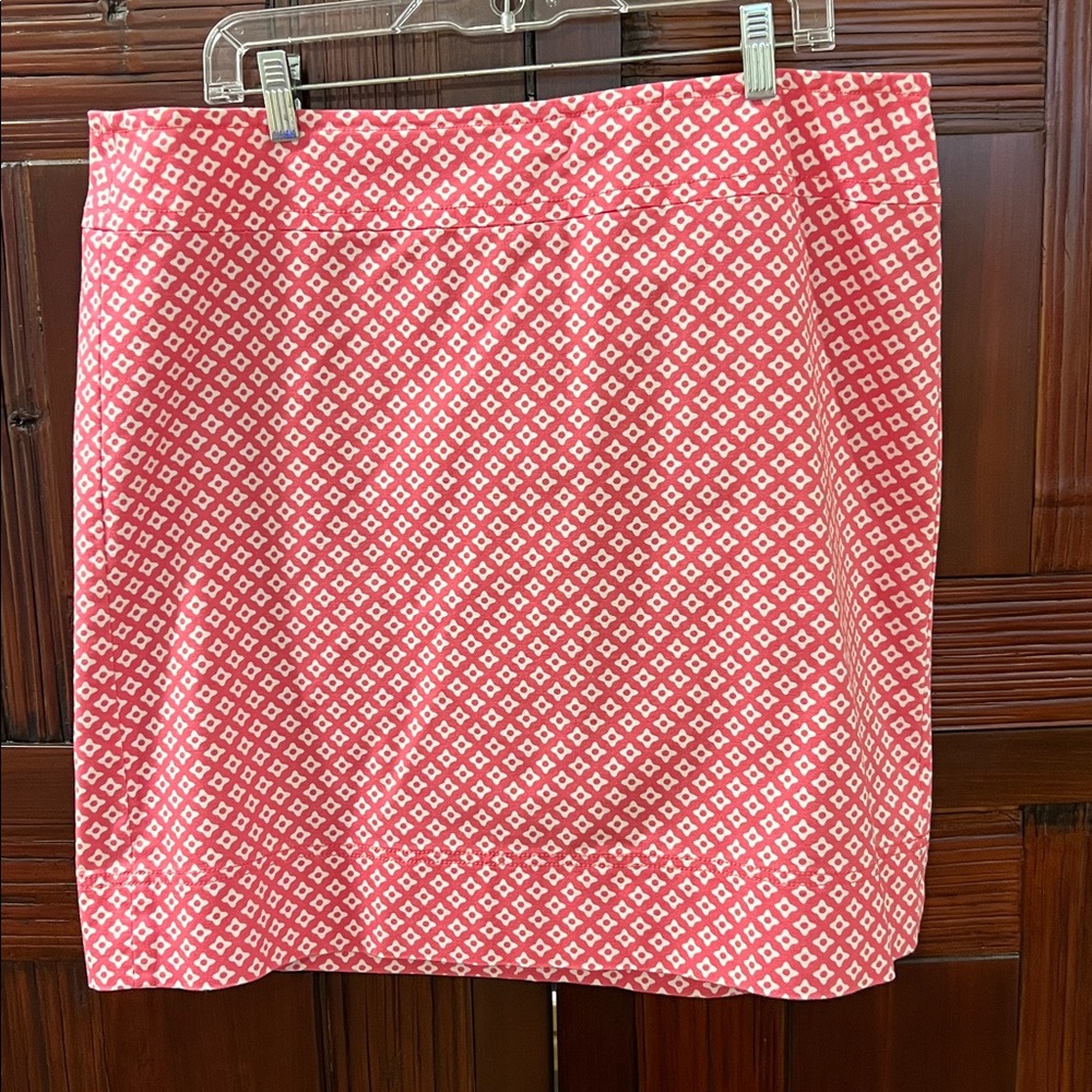 Talbots Coral/Pink and White Patterned A-Line Skirt above the knee
